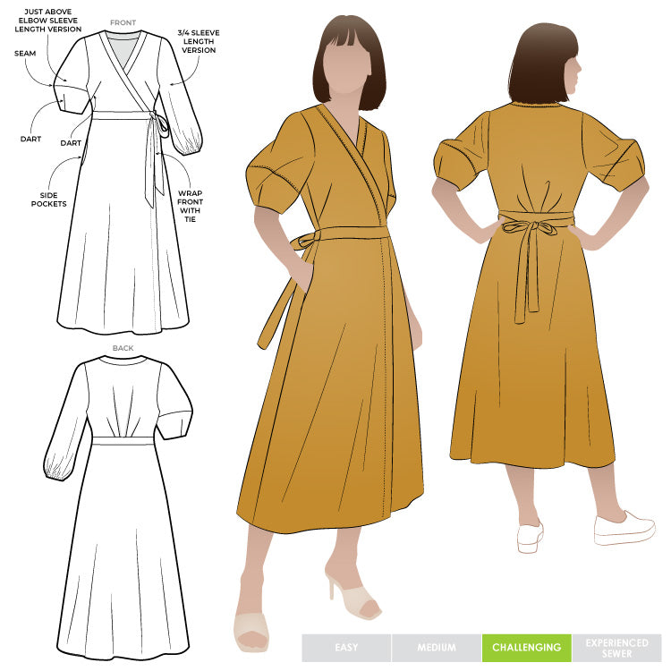 STYLE ARC MILLICENT WRAP DRESS PATTERN SCISSORS FROCK Pattern Scissors Frock