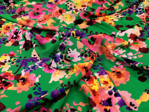 
                
                    Load image into Gallery viewer, VISCOSE CREPE • BETTINA FLORAL • EMERALD • Remnants
                
            