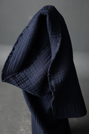 QUILTED COTTON JACQUARD • SOFT STITCH • Navy $75/per metre ($37.50/per 1/2 metre)