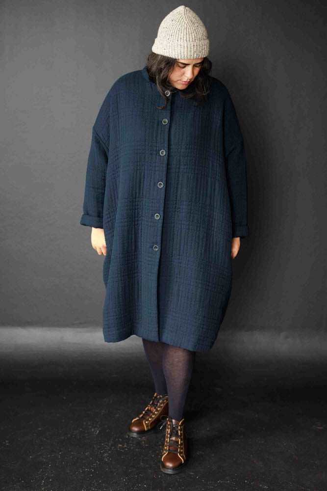 QUILTED COTTON JACQUARD • SOFT STITCH • Navy $75/per metre ($37.50/per 1/2 metre)