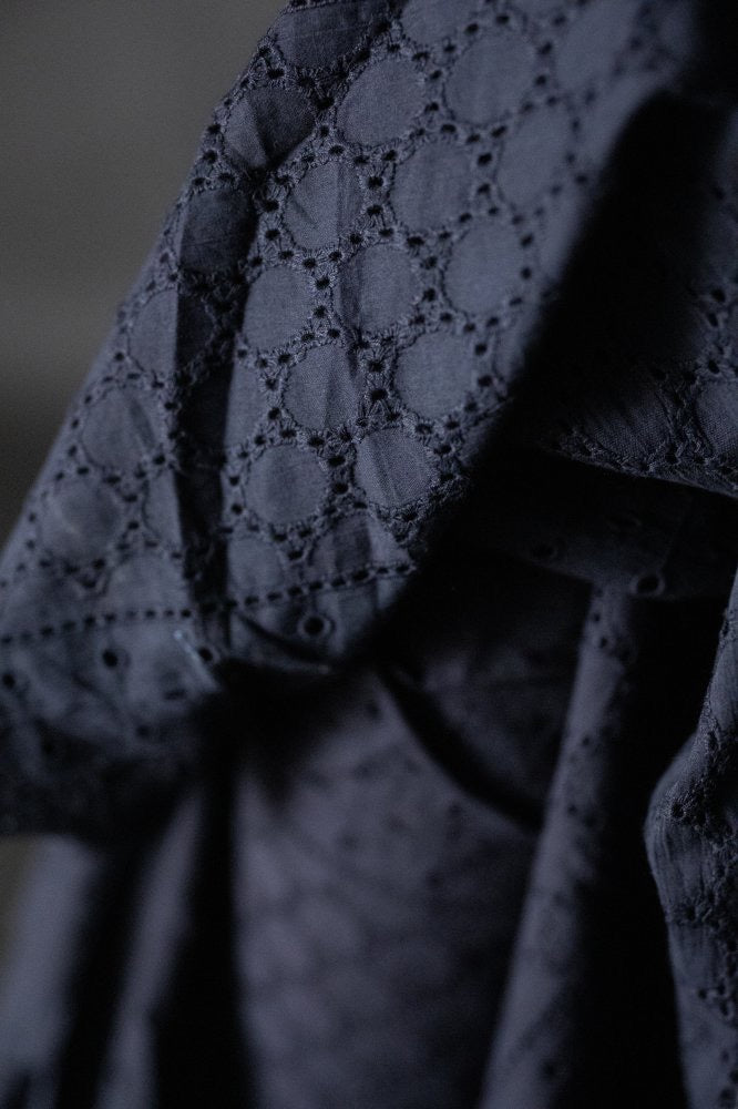 INDIAN COTTON • Navy Eyelet • Remnant 98cm