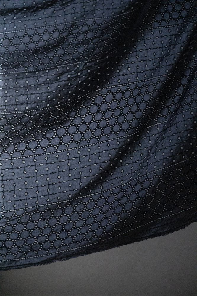 INDIAN COTTON • Navy Eyelet • Remnant 98cm