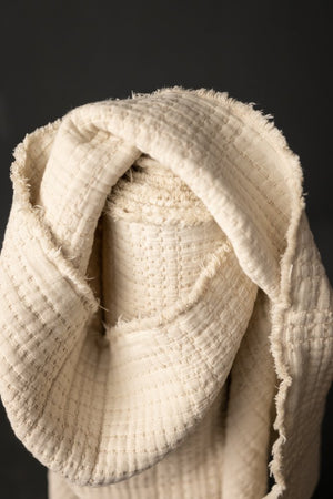 COTTON JACQUARD SOFT STITCH • Ecru •  Remnant 55cm