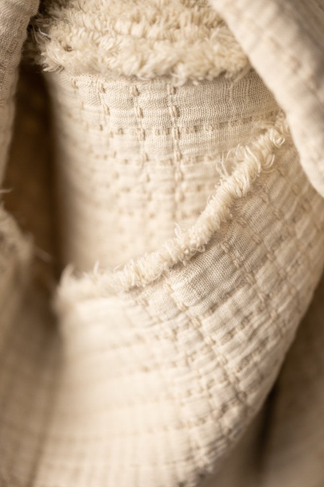 COTTON JACQUARD SOFT STITCH • Ecru •  Remnant 55cm