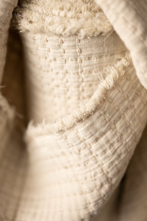 COTTON JACQUARD SOFT STITCH • Ecru •  Remnant 55cm