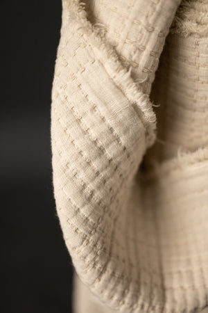COTTON JACQUARD SOFT STITCH • Ecru •  Remnant 55cm