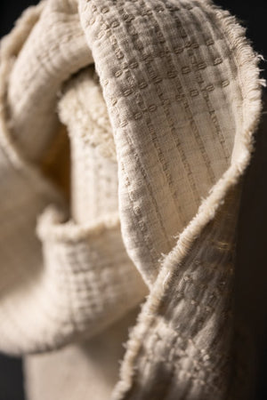 COTTON JACQUARD SOFT STITCH • Ecru •  Remnant 55cm