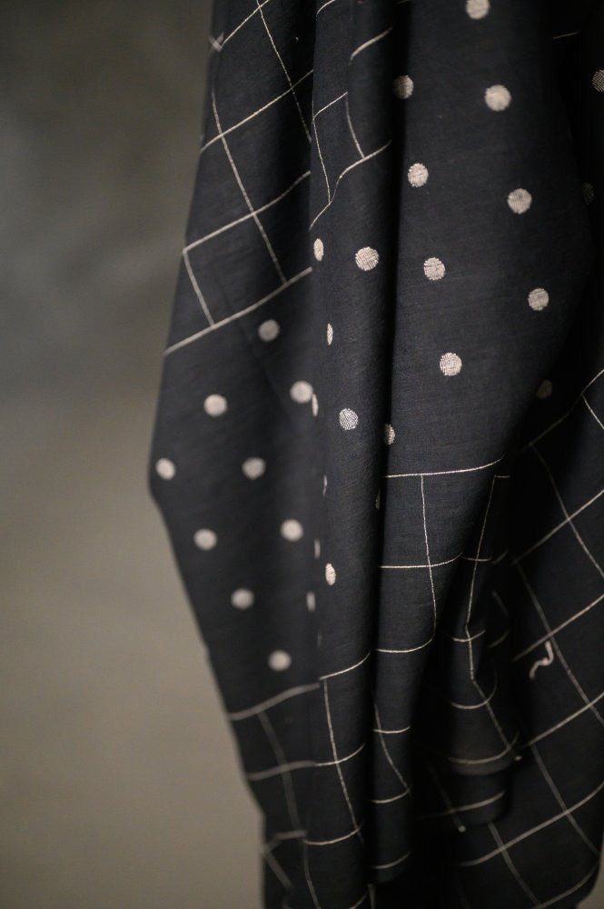 INDIAN COTTON • Midnight Orchard Jamdani $56.00/metre