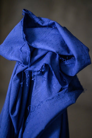 INDIAN COTTON • PLUNGE KANTHA STITCH • Cobalt Blue $62.00/metre