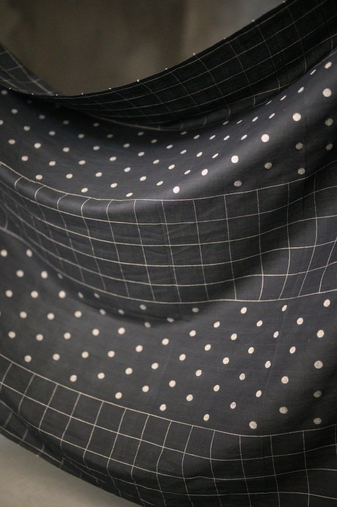 INDIAN COTTON • Midnight Orchard Jamdani $56.00/metre