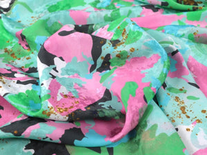 VISCOSE JACQUARD • KIKA • Pink & Emerald $49.00/metre