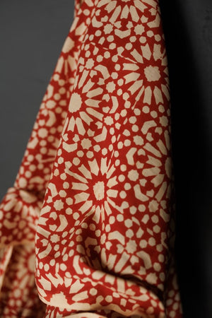 INDIAN COTTON • HAND BLOCK • Papercut Red $46.00/metre