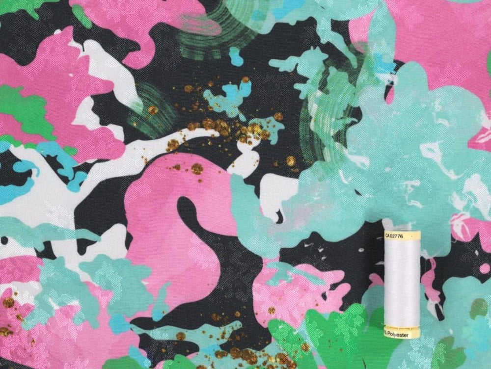 VISCOSE JACQUARD • KIKA • Pink & Emerald $49.00/metre