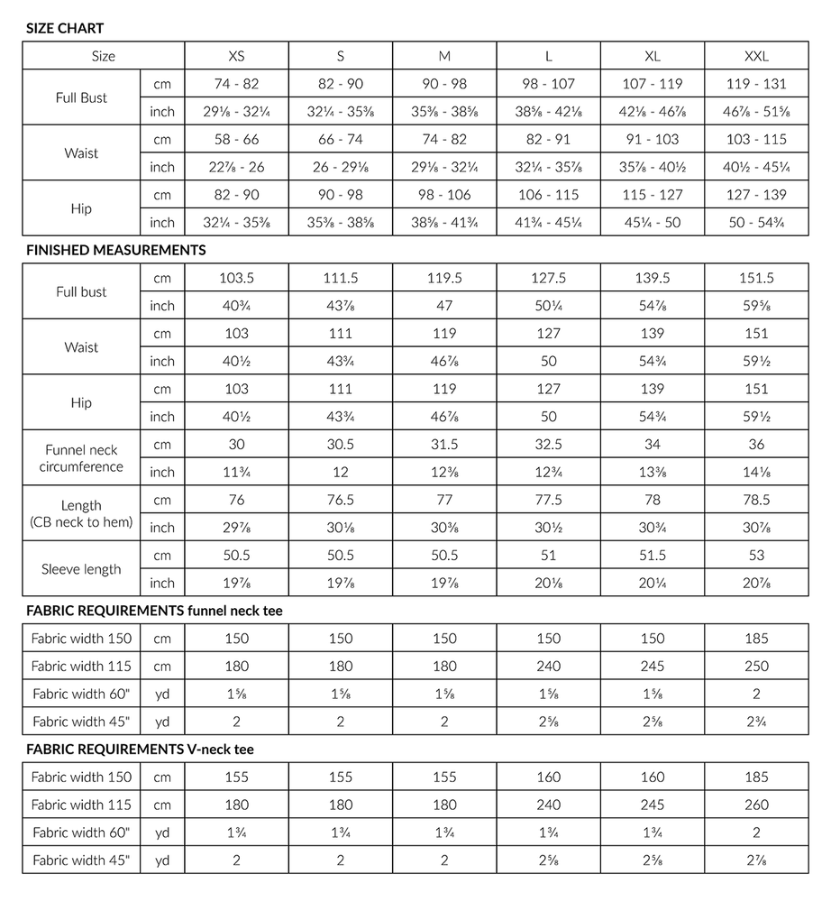 Olo tee Chart