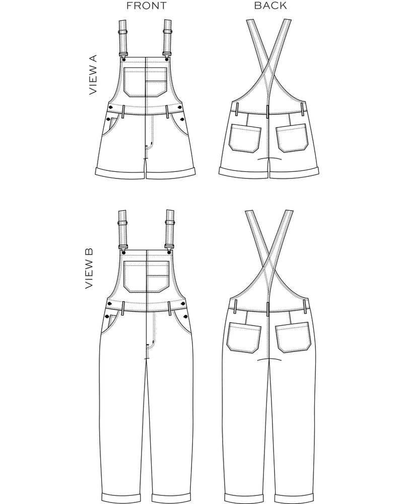 Overalls Pattern TRUE BIAS • RILEY OVERALLS PATTERN • Pattern Scissors Frock