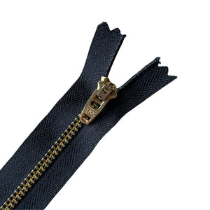 YKK® JEAN ZIPPER • Black •  Brass finish • 15cm or 18cm • PATTERN SCISSORS FROCK Australia