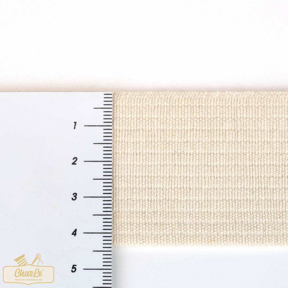 ORGANIC COTTON ELASTIC • Ecru 44mm • Segmented Light