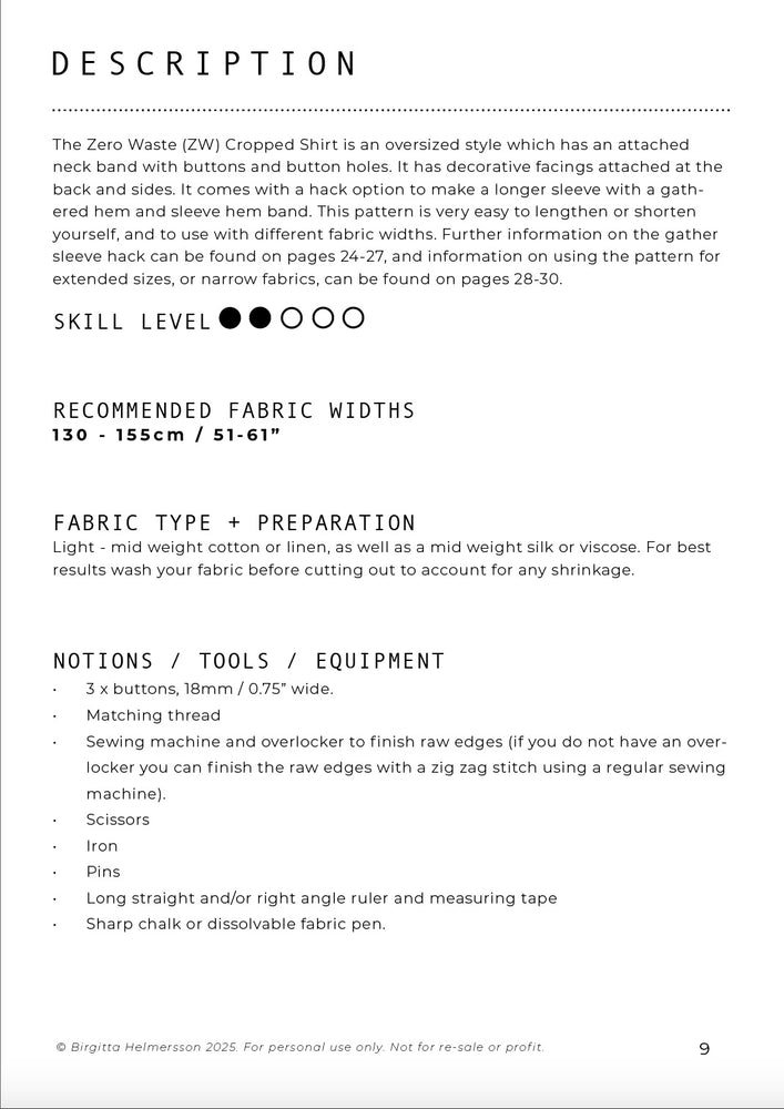 
                
                    Load image into Gallery viewer, ZERO WASTE Cropped Shirt • PDF Pattern
                
            