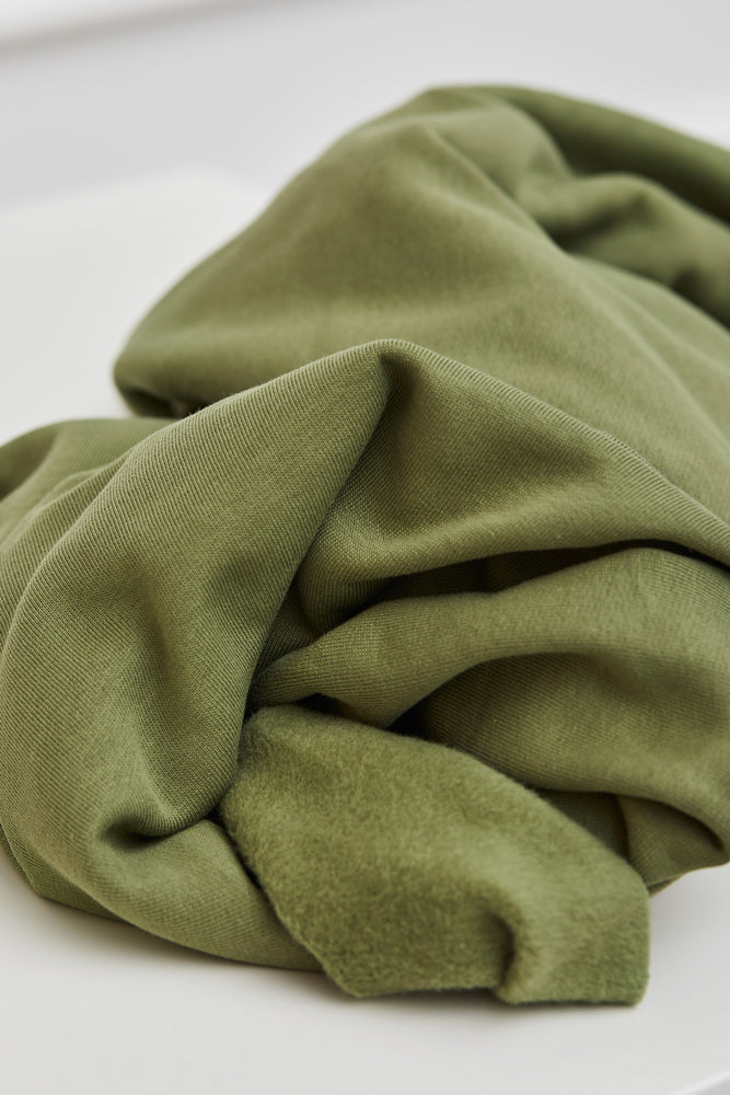 ORGANIC BRUSHED SWEAT KNIT • Olive Green $50.00/metre