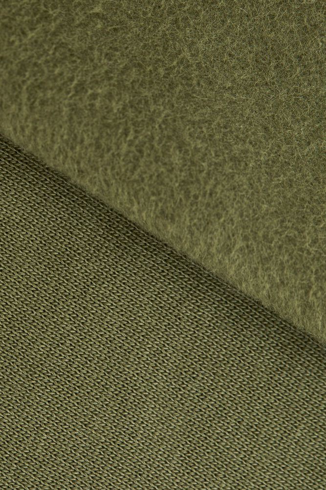 ORGANIC BRUSHED SWEAT KNIT • Olive Green $50/per metre