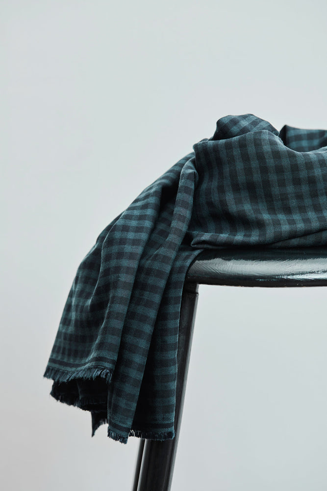 TWO-TONE CHECK • TENCEL™ Twill • Pond $49.00/metre