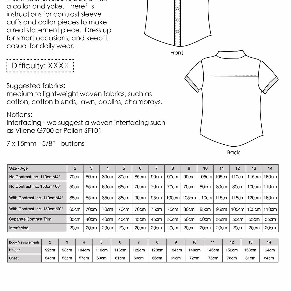 MAX SHIRT ages 2-14 years • Pattern