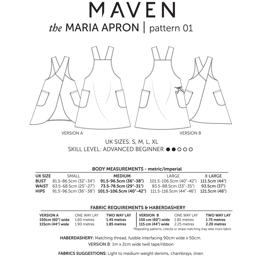 THE MARIA APRON • Pattern