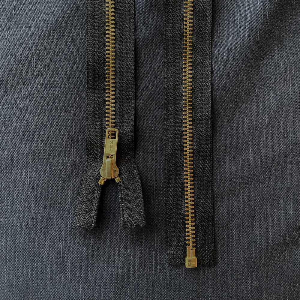 YKK® METAL OPEN END ZIPPER • Black • Brass finish