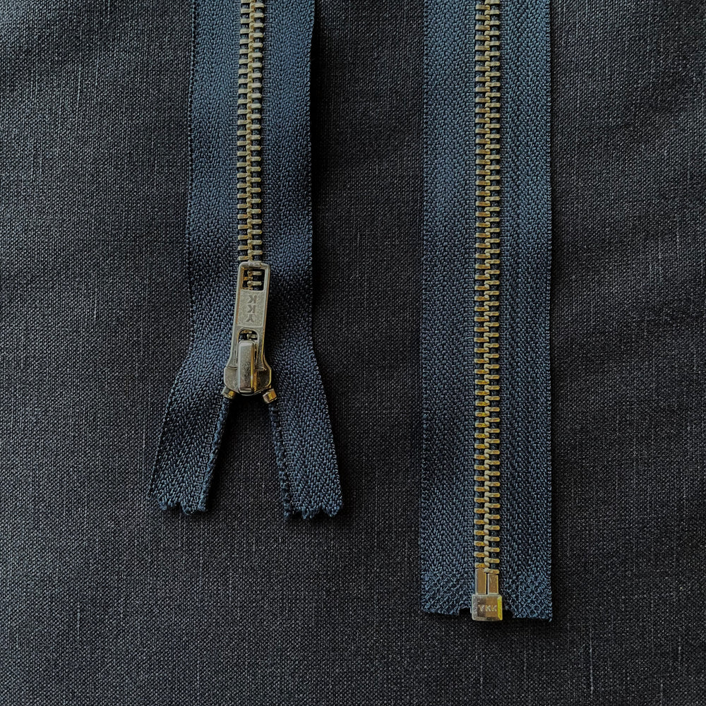 YKK® METAL OPEN END ZIPPER • Navy • Nickel finish