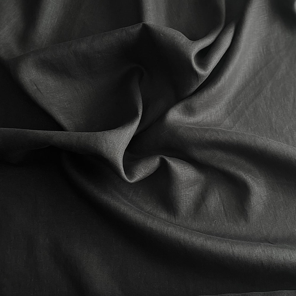 LINEN 200gsm • WASHED • Black $36/per metre