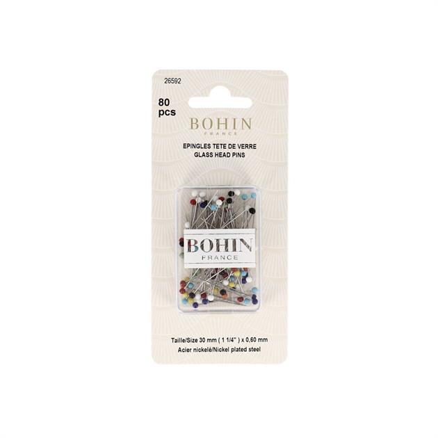 BOHIN GLASS HEAD PINS • Extra Fine • Box of 80