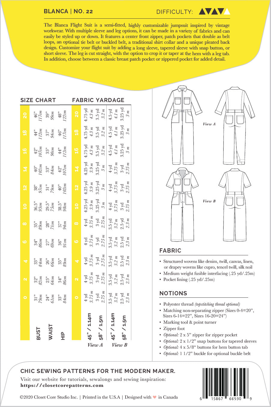 CLOSET CORE PATTERNS • BLANCA FLIGHT SUIT • PATTERN SCISSORS FROCK ...