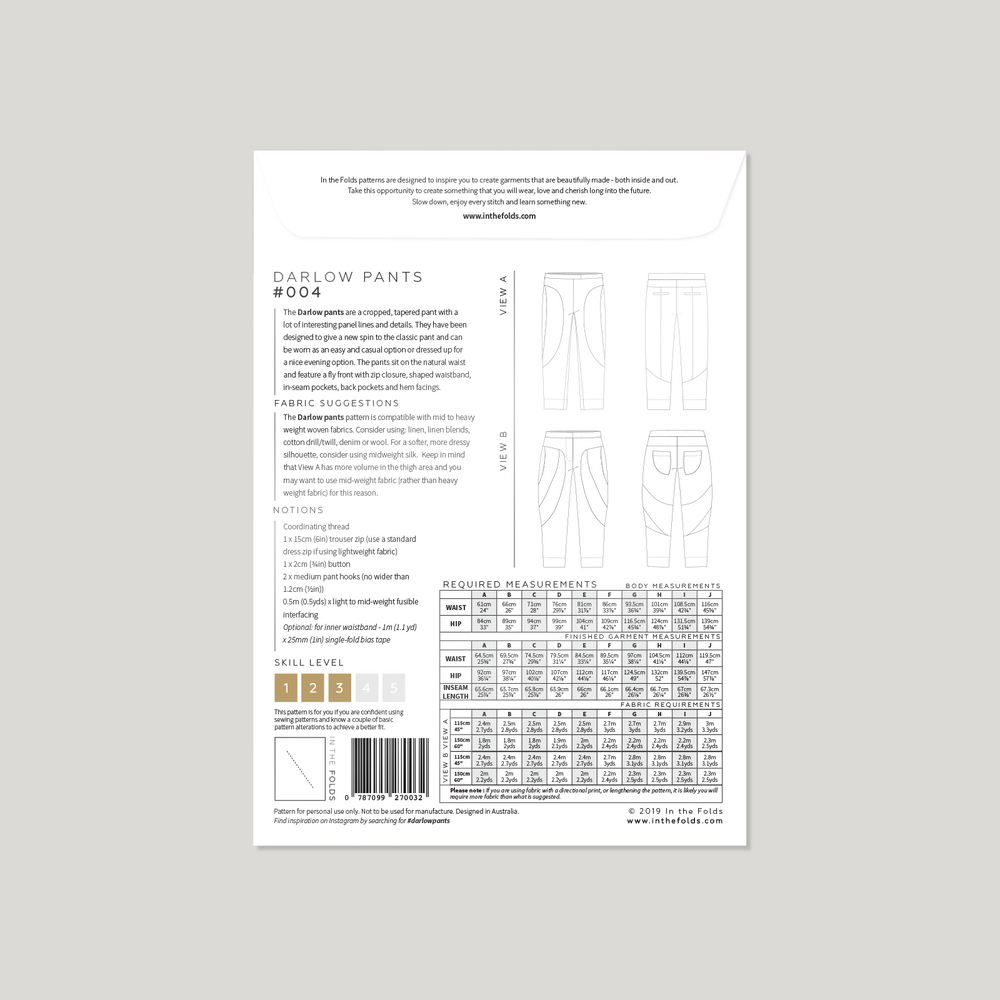 THE DARLOW PANTS • Pattern