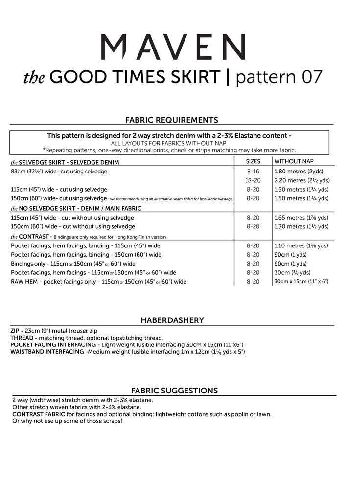 THE GOOD TIMES SKIRT • Pattern