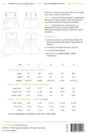 GERANIUM DRESS & TOP • Pattern