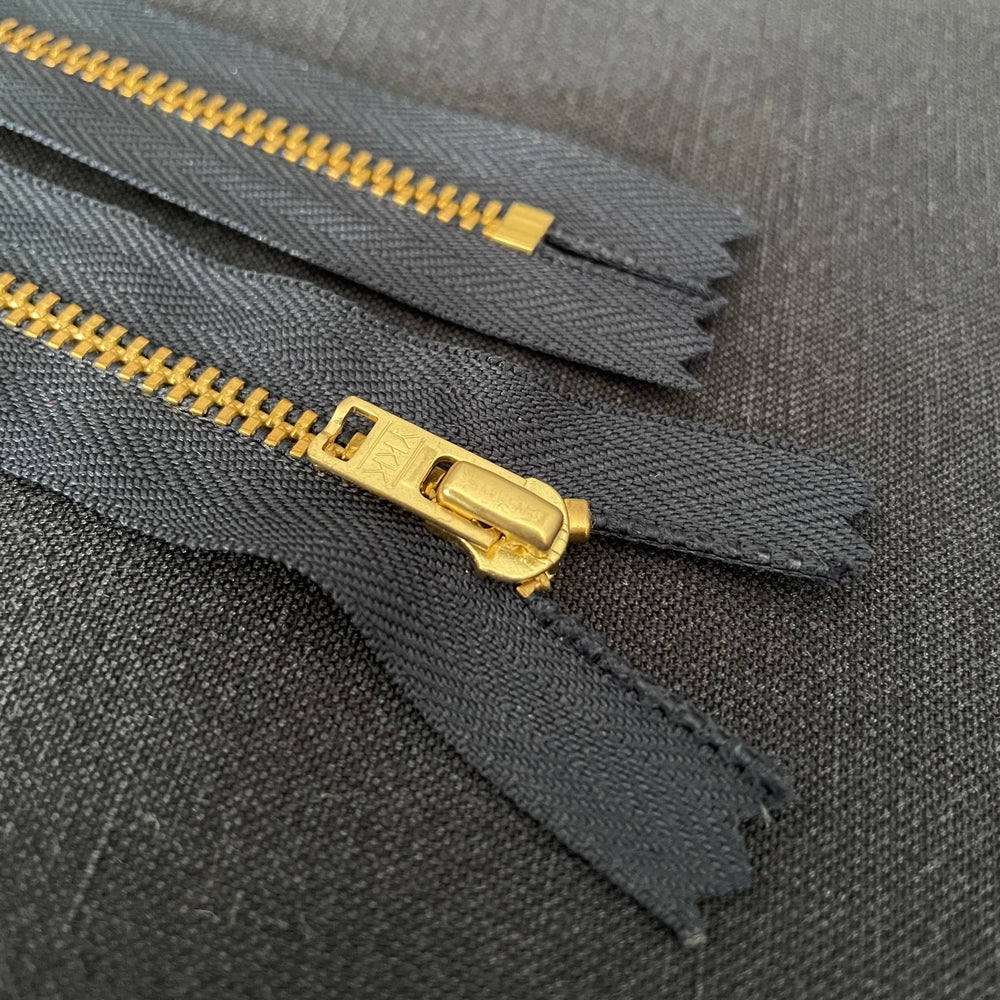 YKK® METAL ZIPPER • Assorted Colours • Brass finish