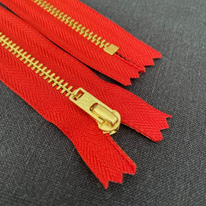 YKK® METAL ZIPPER • Assorted Colours • Brass finish