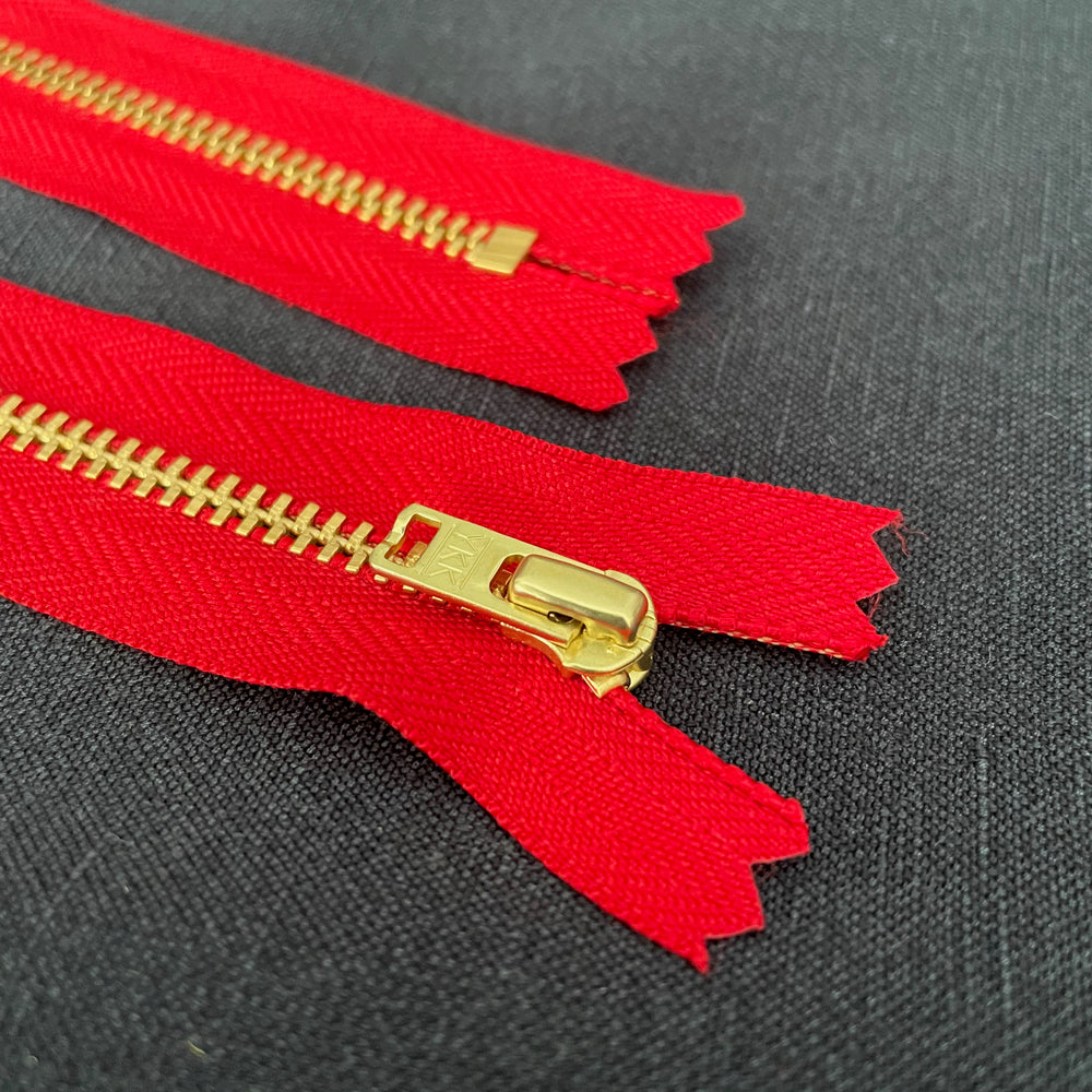 YKK® METAL ZIPPER • Assorted Colours • Brass finish