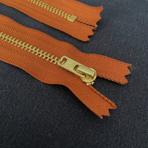 YKK® METAL ZIPPER • Assorted Colours • Brass finish