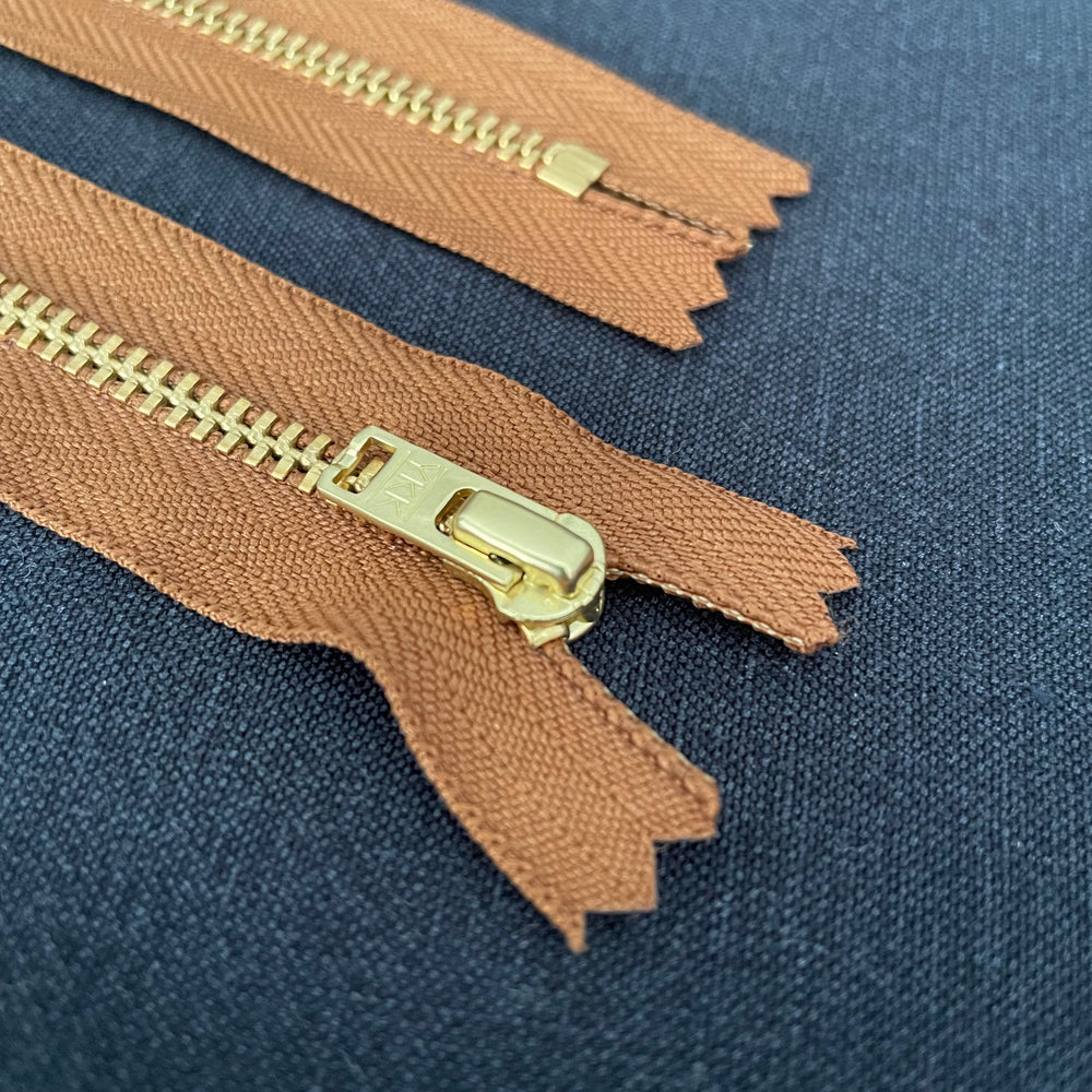 YKK® METAL ZIPPER • Assorted Colours • Brass finish