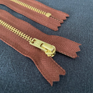 YKK® METAL ZIPPER • Assorted Colours • Brass finish