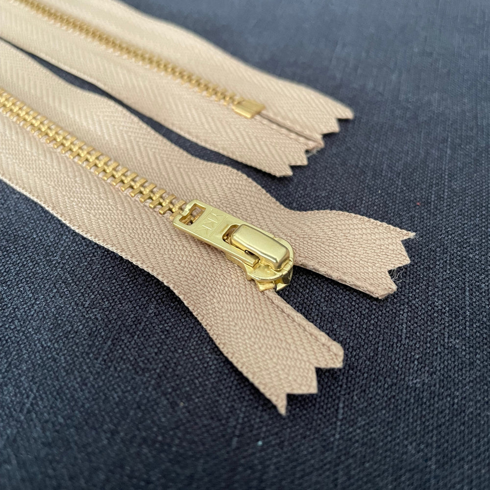 YKK® METAL ZIPPER • Assorted Colours • Brass finish