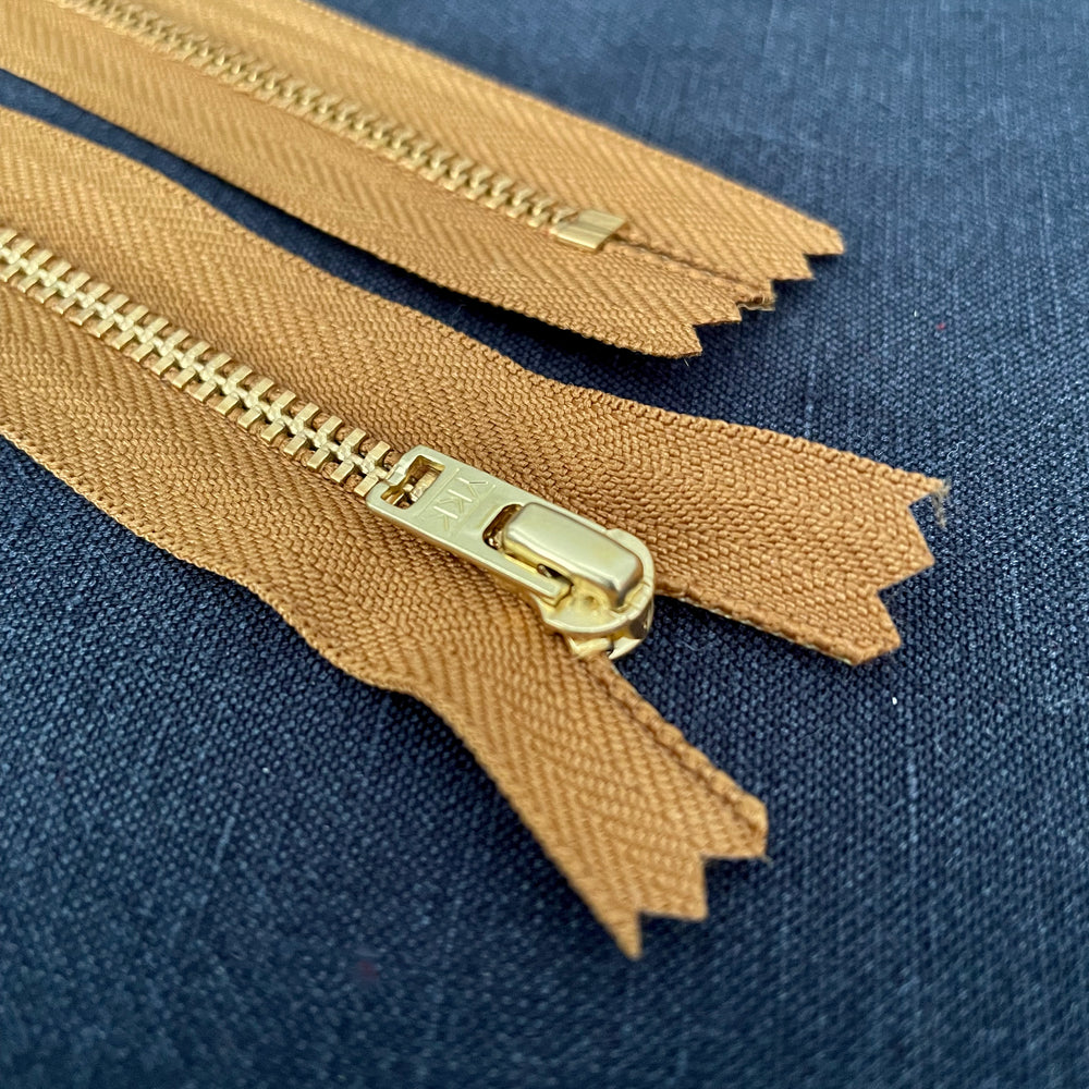 YKK® METAL ZIPPER • Assorted Colours • Brass finish