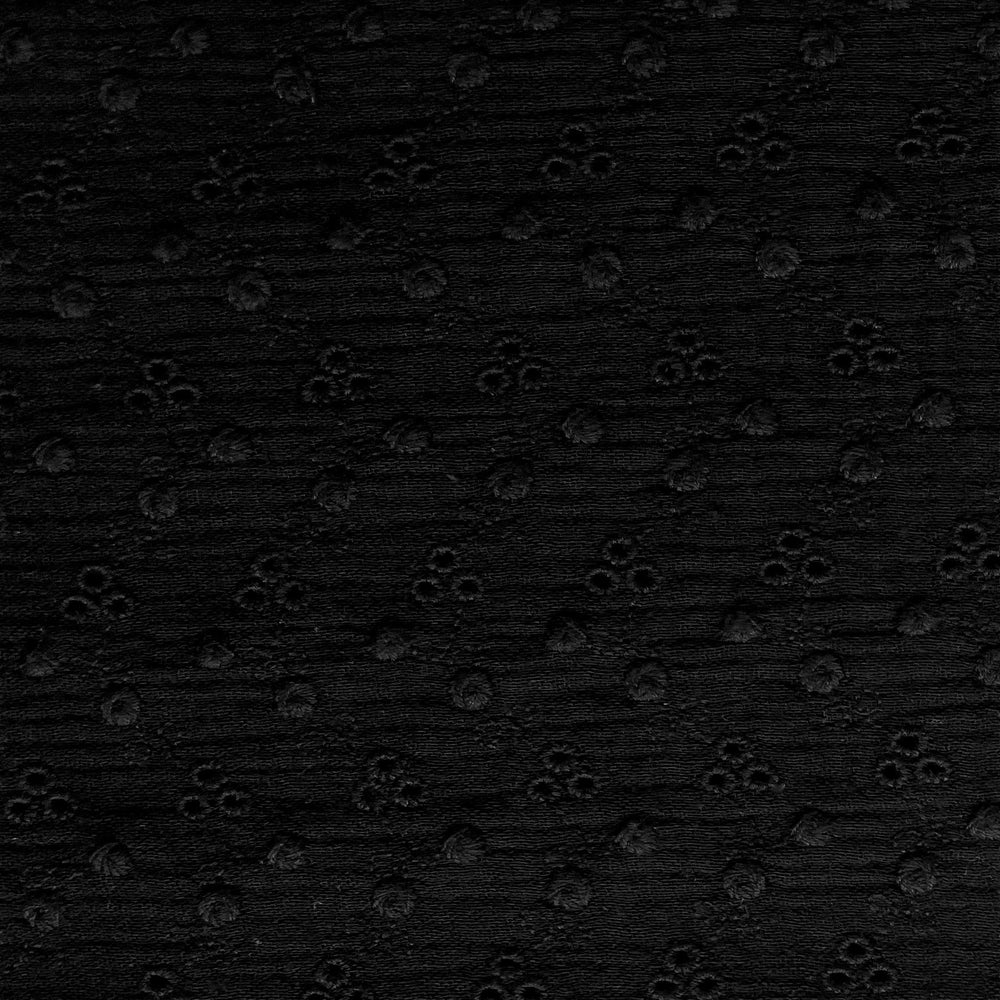 COTTON EMBROIDERED DOUBLE GAUZE • Brodee Adèle • Noir • Remnant 22cm
