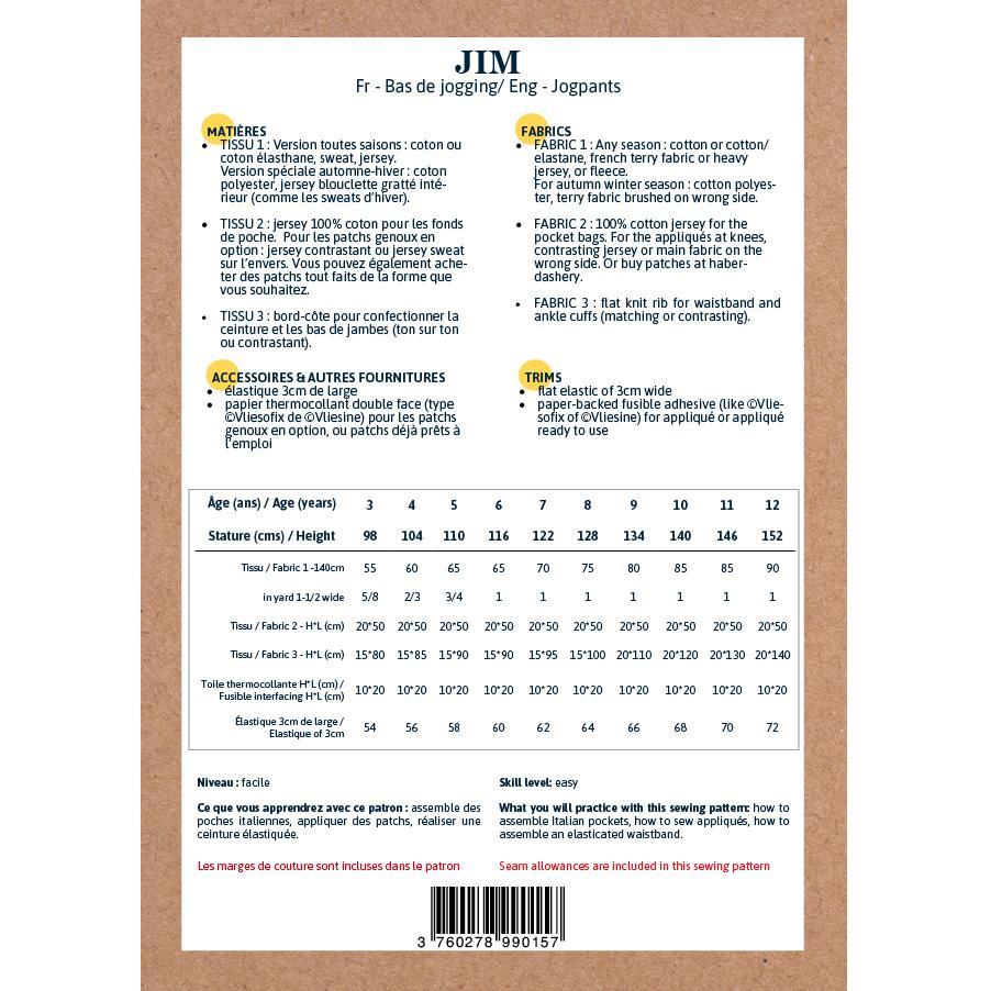 JIM Trackpants/Jogpants - Kids 3Y/12Y • Pattern