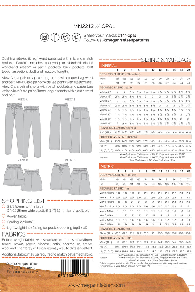 OPAL PANTS & SHORTS • Pattern