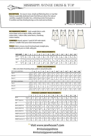 MISSISSIPPI AVENUE DRESS & TOP • Pattern • Sew House 7