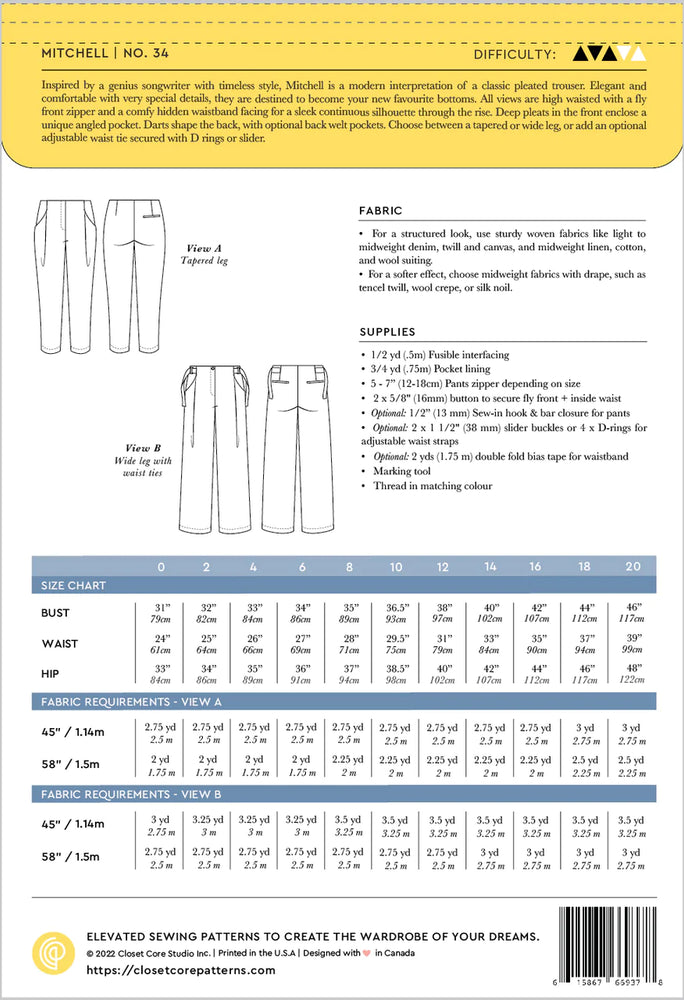 MITCHELL TROUSERS • Pattern