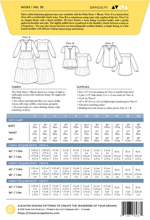 NICKS DRESS & BLOUSE • Pattern