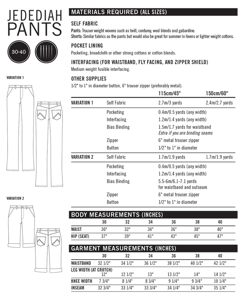 JEDEDIAH PANTS • Pattern